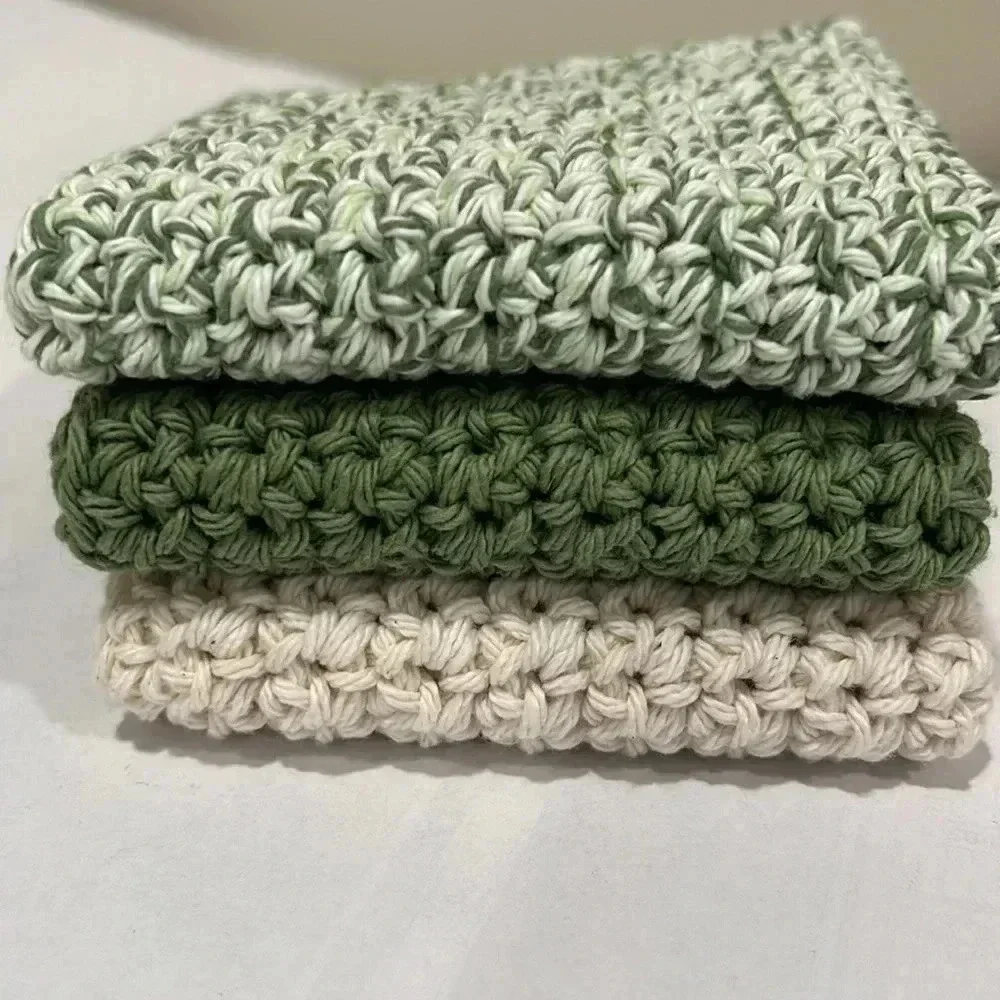 Hand Crocheted Washcloth/Dishcloth - Set of 3